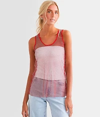 Rhinestone Mesh Tank Top