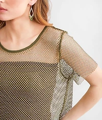 Rhinestone Mesh Top