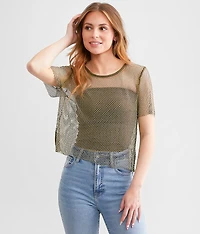 Rhinestone Mesh Top