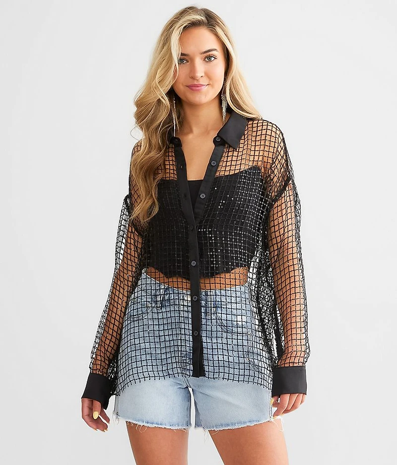 Sequin Mesh Shirt