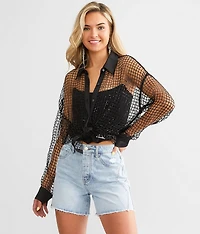 Sequin Mesh Shirt