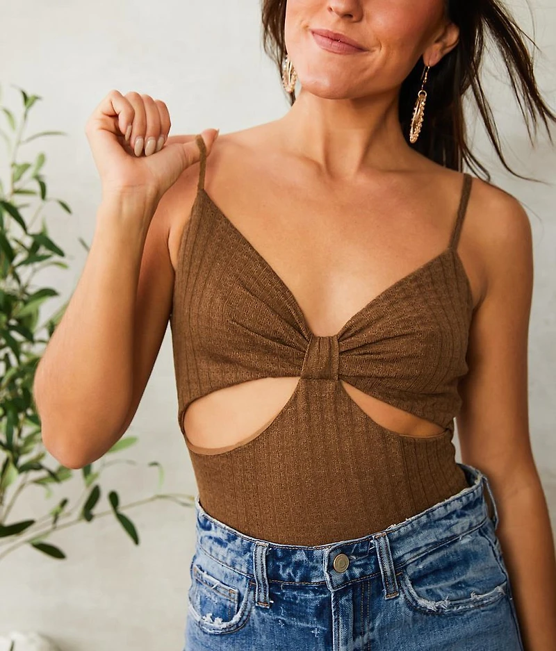 Ribbed Cut-Out Bodysuit