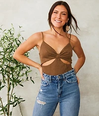 Ribbed Cut-Out Bodysuit