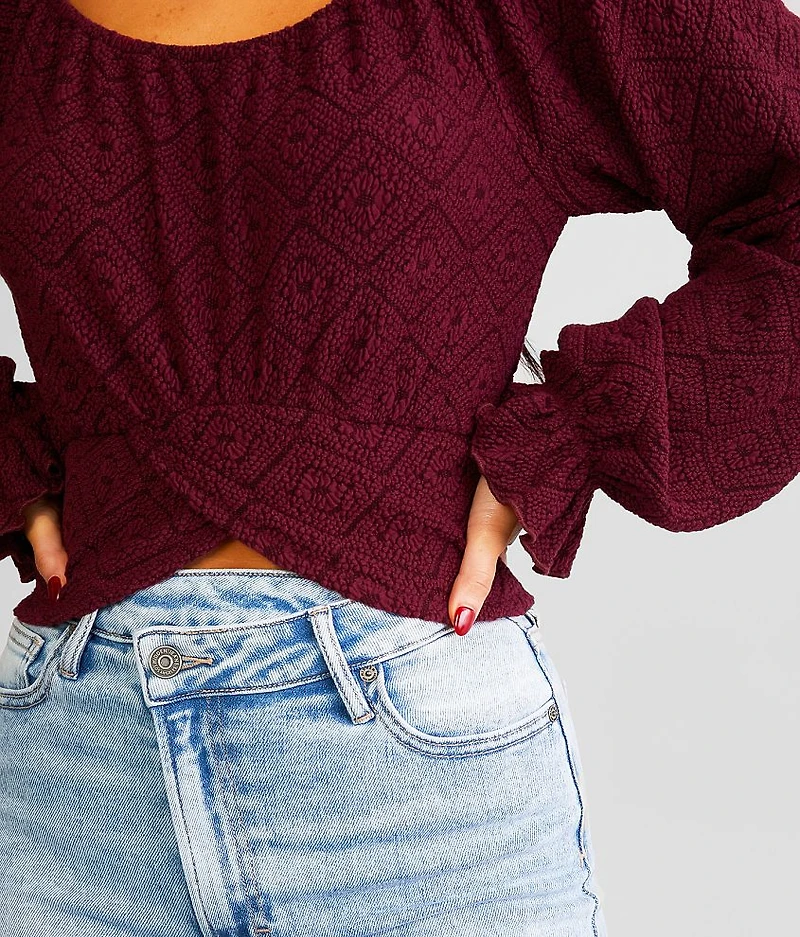Surplice Jacquard Top