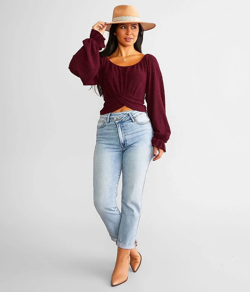 Surplice Jacquard Top