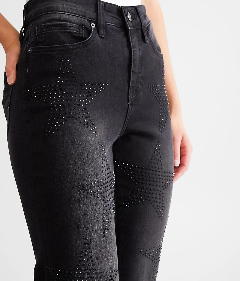 High Rise Rhinestone Star Flare Jean