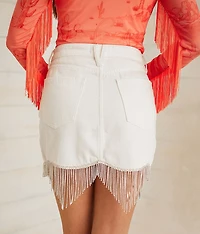 Rhinestone Fringe Denim Skirt
