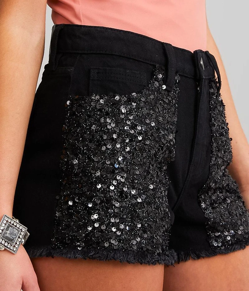 High Rise Sequin Short