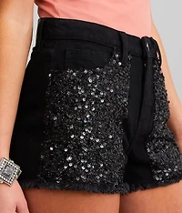 High Rise Sequin Short