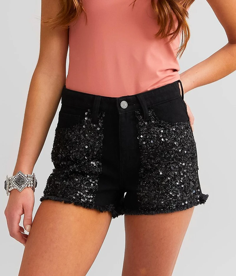 High Rise Sequin Short