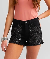 High Rise Sequin Short