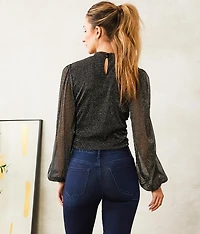 Lurex Mesh Keyhole Top