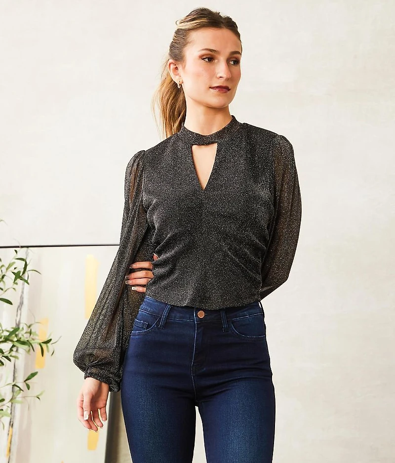 Lurex Mesh Keyhole Top