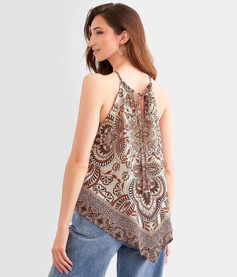 Floral Chiffon Handkerchief Tank Top
