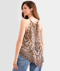Floral Chiffon Handkerchief Tank Top