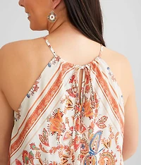 Floral Chiffon Handkerchief Tank Top