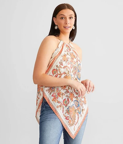 Floral Chiffon Handkerchief Tank Top