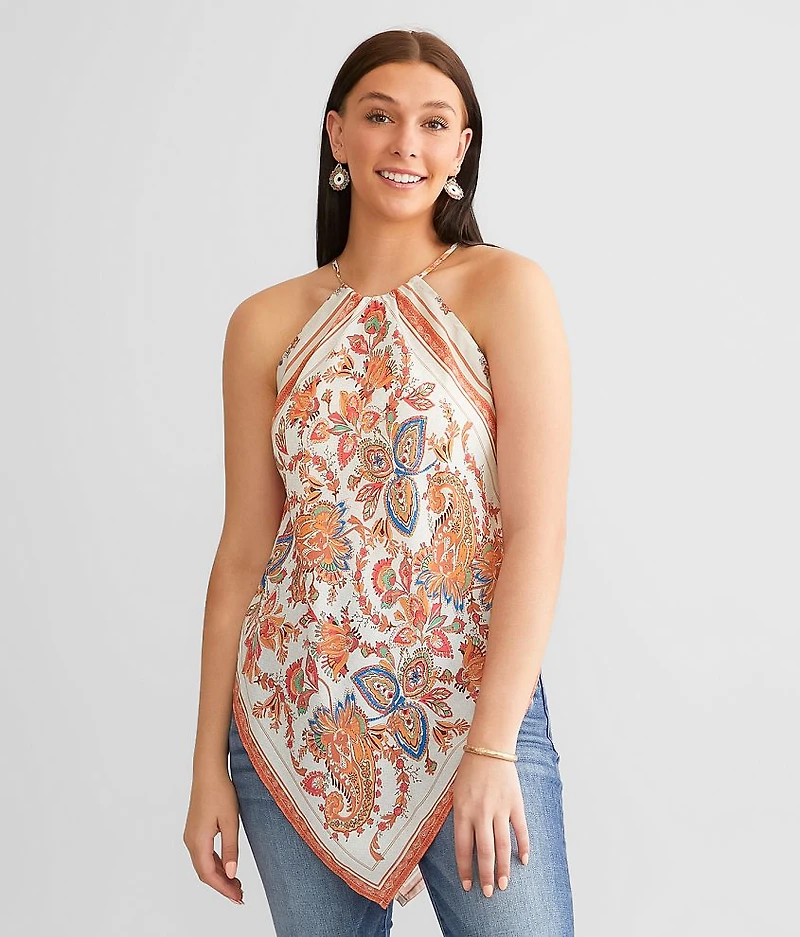 Floral Chiffon Handkerchief Tank Top