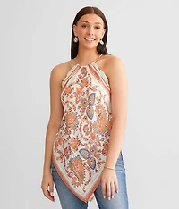Floral Chiffon Handkerchief Tank Top