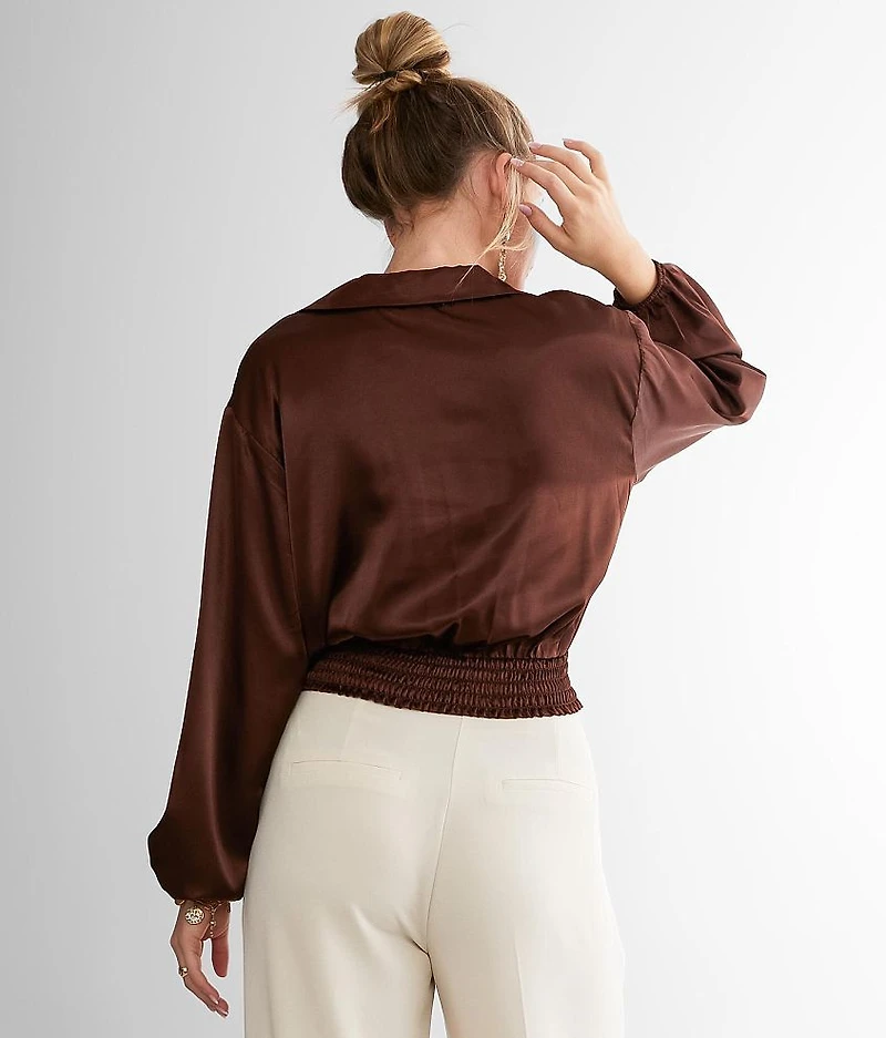 Collared Satin Top