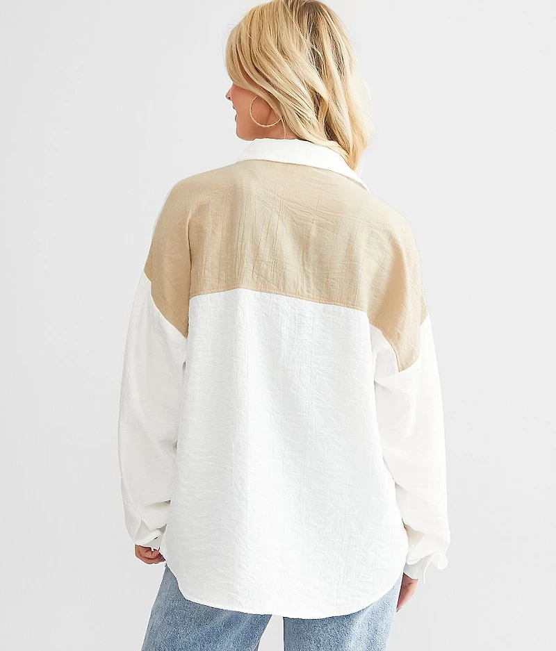 Crinkled Color Block Shirt