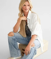 Crinkled Color Block Shirt