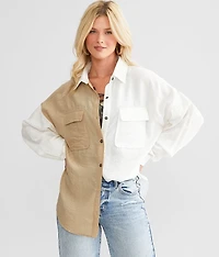 Crinkled Color Block Shirt