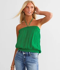 Crinkled Bubble Halter Tank Top