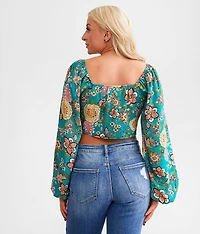 Satin Handkerchief Hem Fringe Cropped Top