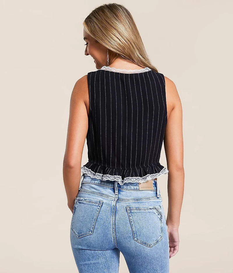 Ruffle Front Tie Cropped Tank Top