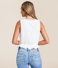 Ruffle Front Tie Cropped Tank Top