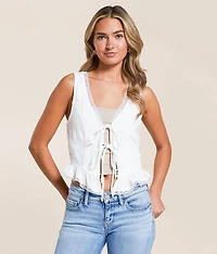 Ruffle Front Tie Cropped Tank Top
