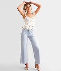 Satin Floral Sweetheart Tank Top