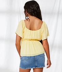 Floral Embroidered Peplum Top