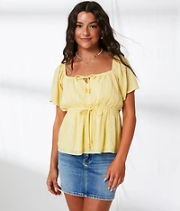 Floral Embroidered Peplum Top