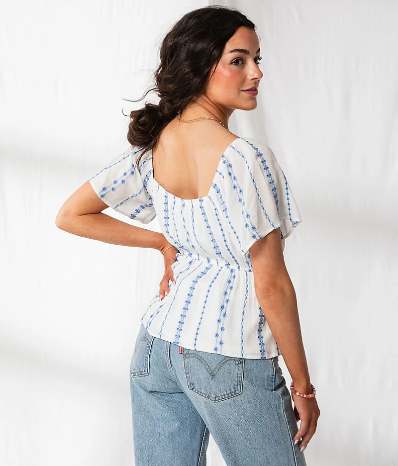 Floral Embroidered Peplum Top