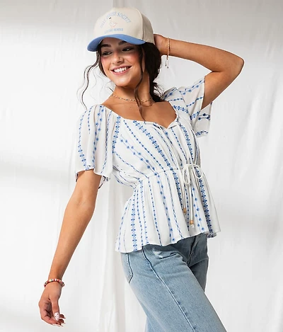 Floral Embroidered Peplum Top