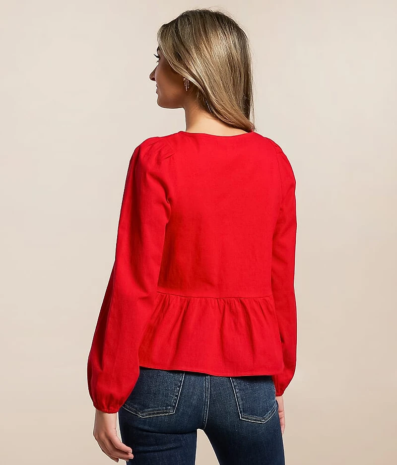 Front Tie Peplum Top