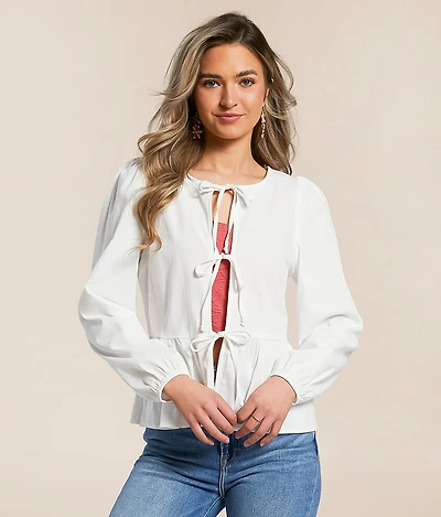 Front Tie Peplum Top