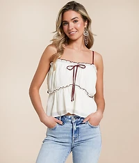Crinkle Chiffon Peplum Tank Top