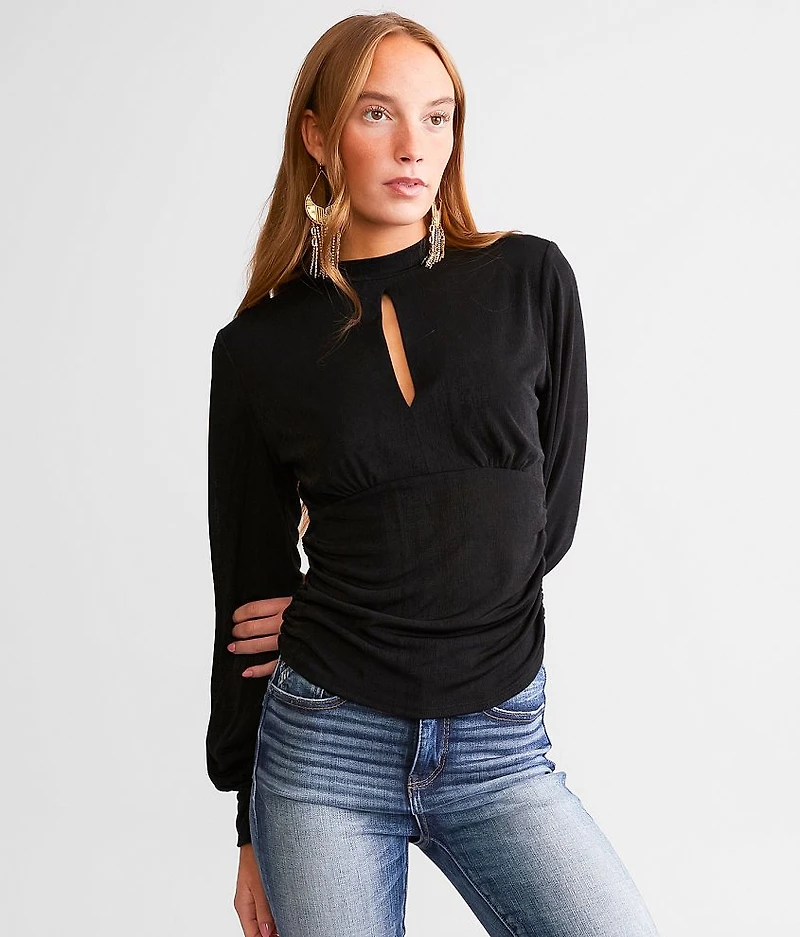 Ruched Keyhole Top