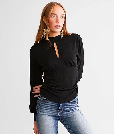 Ruched Keyhole Top