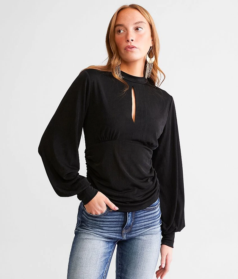 Ruched Keyhole Top