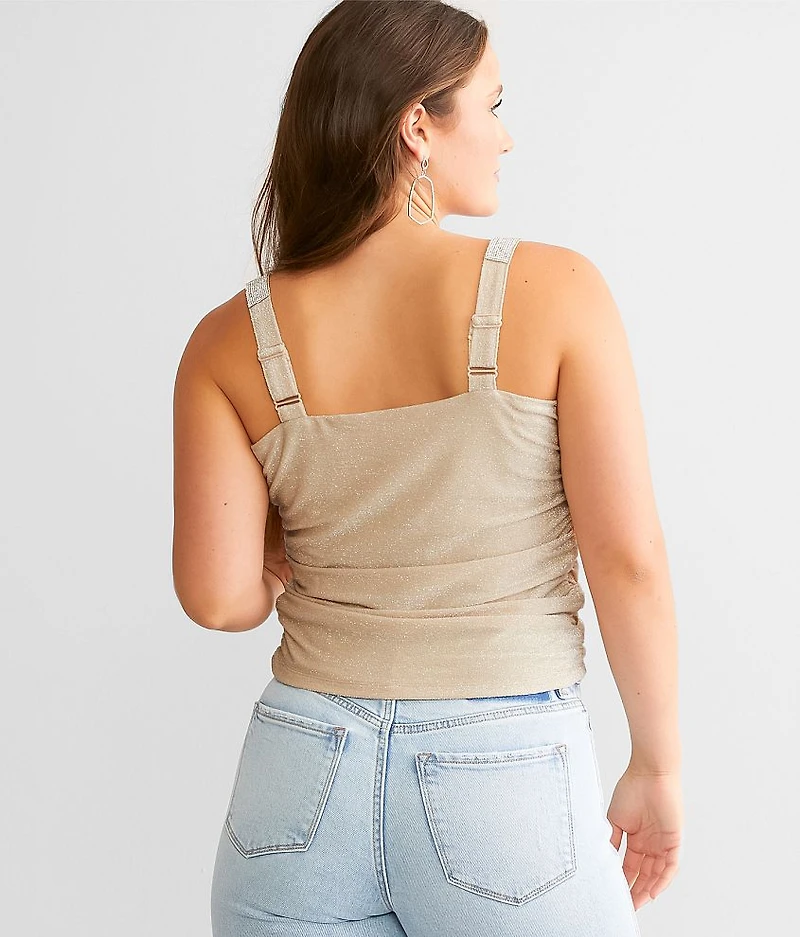 Rhinestone Metallic Cropped Tank Top