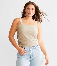 Rhinestone Metallic Cropped Tank Top