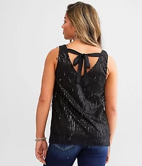 Sequin Back Tie Tank Top