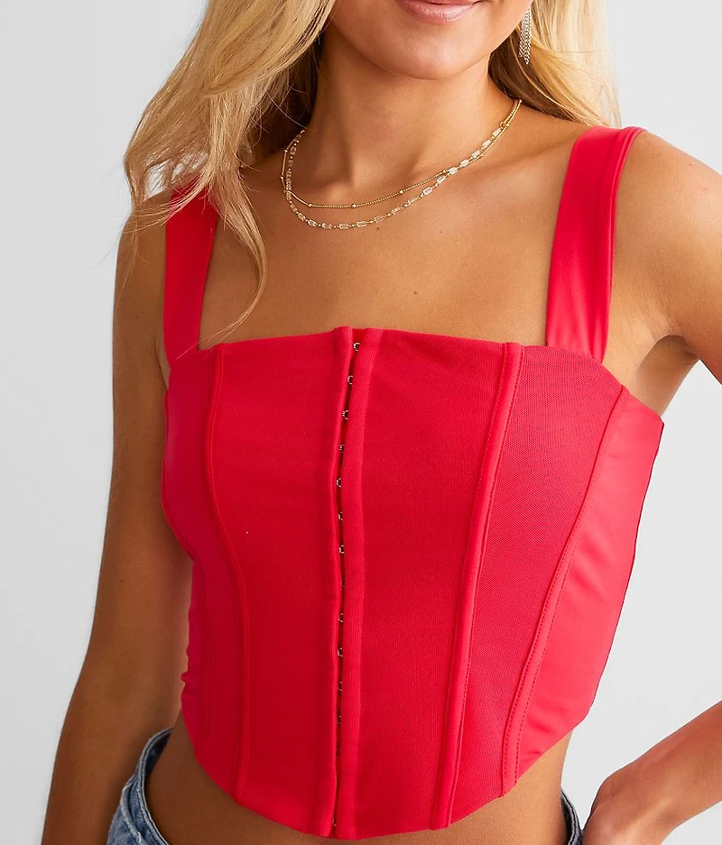 Mesh Corset Cropped Tank Top