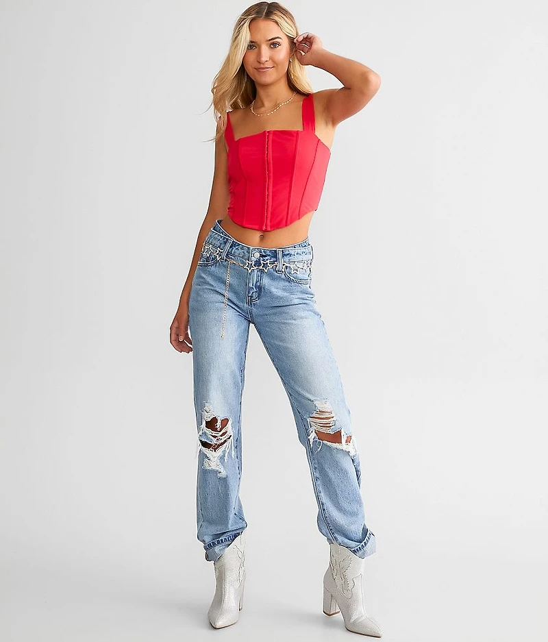 Mesh Corset Cropped Tank Top