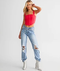 Mesh Corset Cropped Tank Top