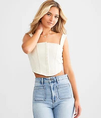 Mesh Corset Cropped Tank Top